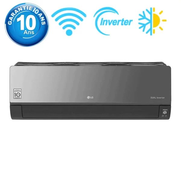 Climatiseur Dual Inverter LG 12000 BTU Chaud Froid ARTCOOL Mirror WiFi – Noir – D12UAH