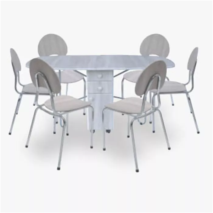 SOTUFAB Salle A Manger Rabattable A Tirroir + 6 Chaises Familia – Chêne Brut