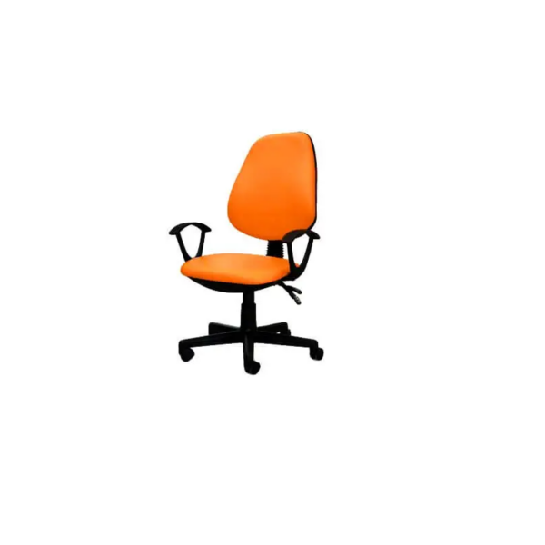 Chaise Secrétariat En Simili Cuir + Accoudoirs Orange