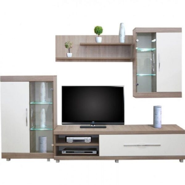 Meuble TV Living Paris Liv05 – Chêne Brut & Blanc – LIV05CB/BC