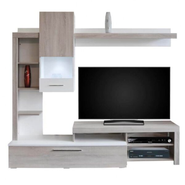 Meuble TV Living Sotufab London – Chêne Brut & Blanc – LIV14CB/BC