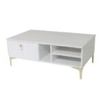 Table Basse Lotus Sotufab Avec Socle Doré – Blanc & Doré – TB013BC/DR