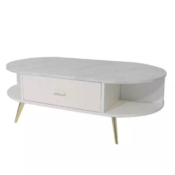 Table Basse Riva Et Socle Doré – Marbré & Doré – TB012MB/DR