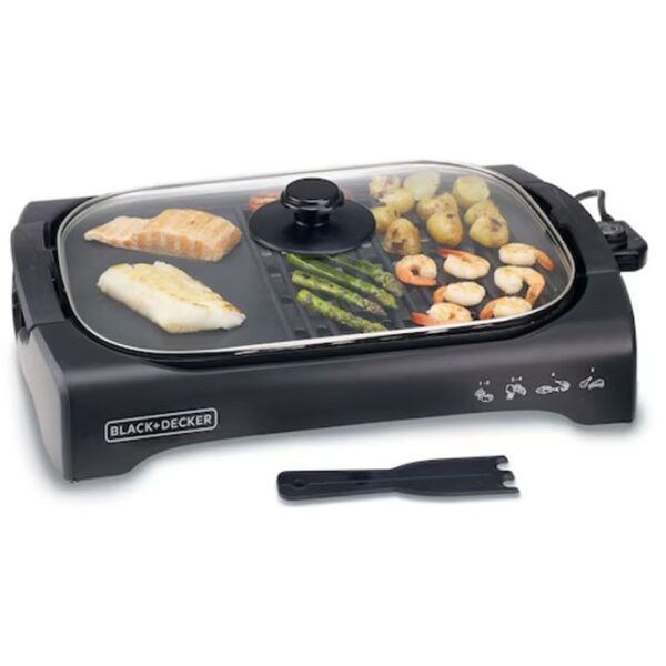 Barbecue Électrique Avec Couvercle BLACK & DECKER 2200W – Noir