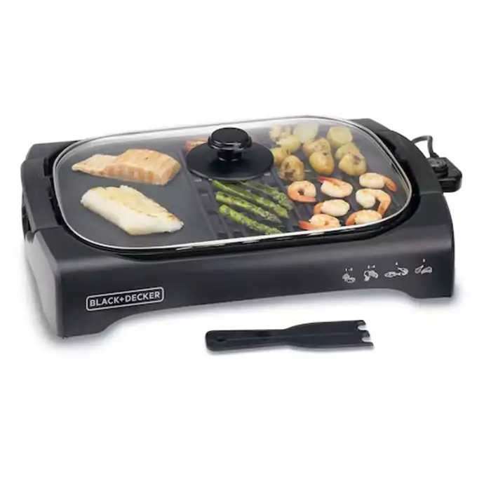 Barbecue Électrique Avec Couvercle BLACK & DECKER 2200W – Noir