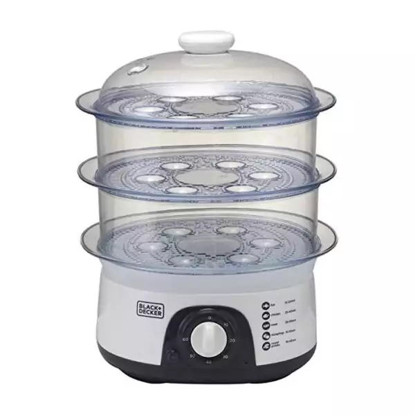 Cuiseur à Vapeur Black & Decker 775W – 10 Litres – Blanc – HS6000-B5