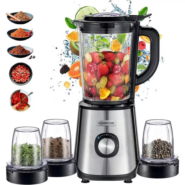 Blender Kenwood 1000W Avec 3 Moulins Plastique – Noir & Inox
