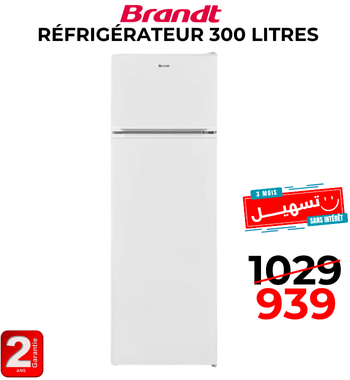 Réfrigérateur BRANDT BDT3210BW 300 Litres LessFrost – Blanc