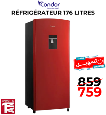 Réfrigérateur Condor Defrost 176 Litres – Rouge – CRF-T24GD14R