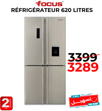 Réfrigérateur Side By Side FOCUS SMART6300 620L NoFrost – Inox