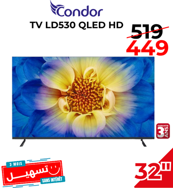 TV Condor 32″ LD530 QLED HD Noir – 32LD530