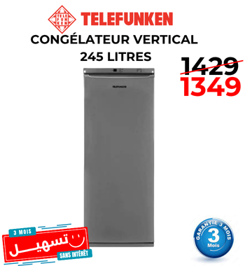 Congélateur Vertical TELEFUNKEN 245 Litres FRIG-323I – Inox