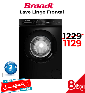 Lave Linge Frontal BRANDT BLF842B 8kg – Noir