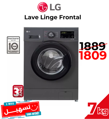 Lave Linge Frontal LG F2J3QYG6J 7 KG – Noir