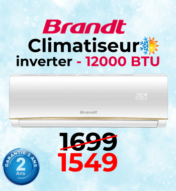 Climatiseur Brandt Inverter 12000 BTU Chaud / Froid - Blanc - BTS12TIQC