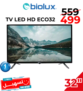 Tv LED BIOLUX 32 Pouces HD – ECO32 – Noir