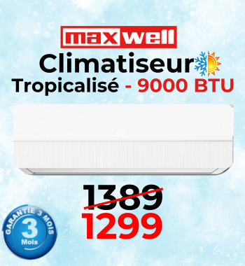Climatiseur Maxwell Inverter Tropicalisé 9000 BTU Chaud Froid Blanc – MX-CH09-INV4 prix