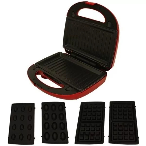 Appareil De Cuisson 3en1 Florence Panini Gaufre Zouza HK213R Rouge