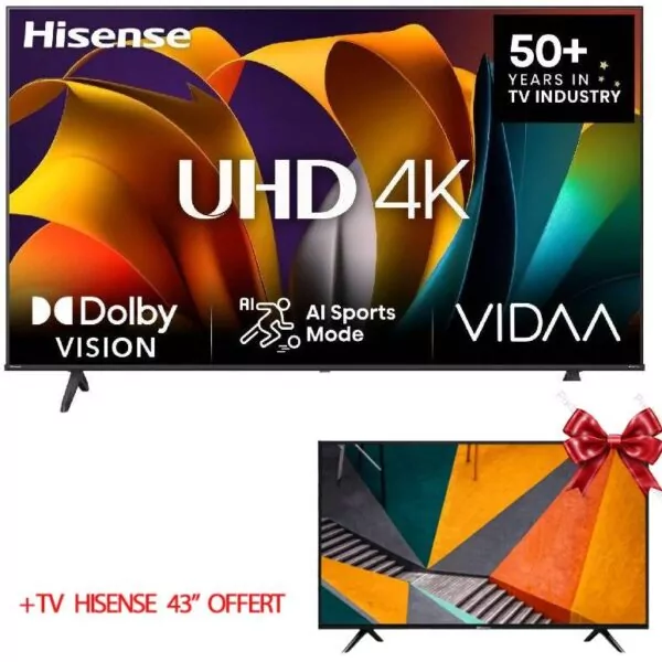 TV HISENSE 85″ Smart Série A6N LED 4K UHD - Noir