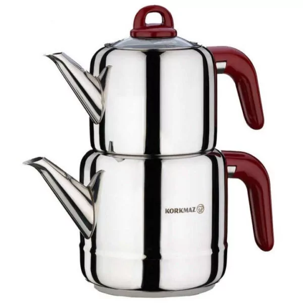Théière KORKMAZ Hera Rouge 1.1L/1.9L - Inox